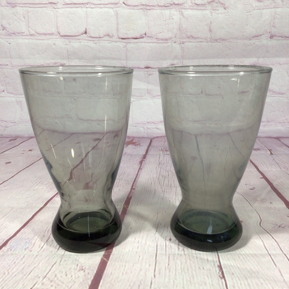 Libbey Vintage Stax Smoke Gray Glass Pilsner Tumblers - Set of 2